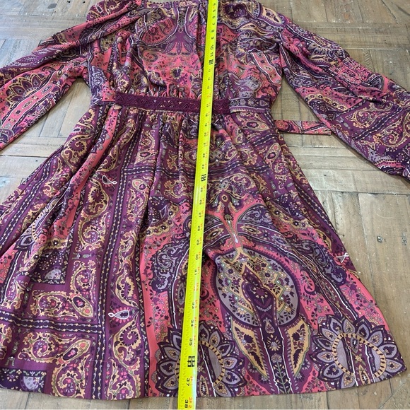 Anthropologie Tiny Odetta Dress Women’s Large Paisley Bohemian Wrap Tie Waist - Picture 10 of 13